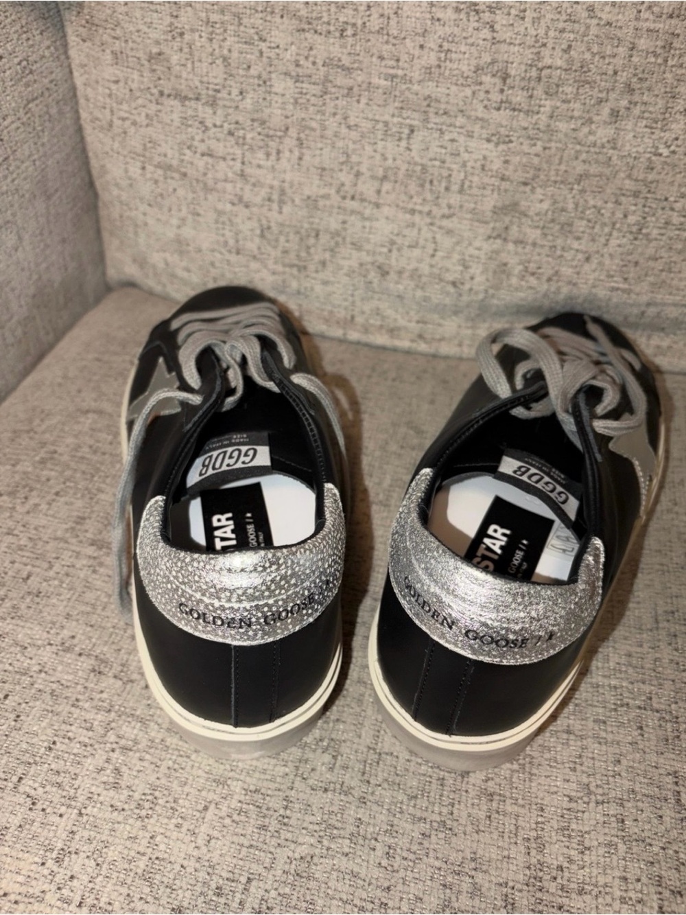 Golden Goose Black Leather Sneakers with Silver Star - Picture 3 of 6